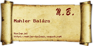 Mahler Balázs névjegykártya