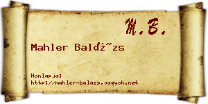 Mahler Balázs névjegykártya